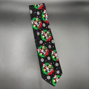 Vintage Looney Tunes Mania Mens Neck Tie Christmas Black Bugs Bunny Daffy Duck